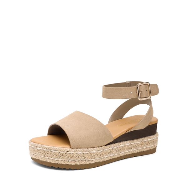 Open Toe Espadrille Wedge Sandals - NUDE SUEDE -  0